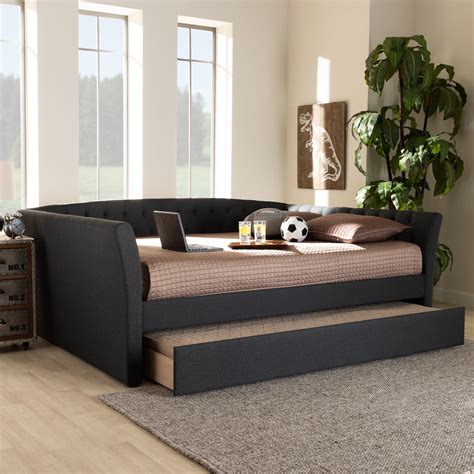Twin size daybed includes twin size trundle; Full-size daybed includes twin size trundle; Queen size daybed includes full-size trundle. Quick View. Sale. Beckett Twin to King Solid Wood Frame Extendable Daybed with Storage Drawers and Trundle Guest bed. by Rosecliff Heights. $410.00 $580.00
